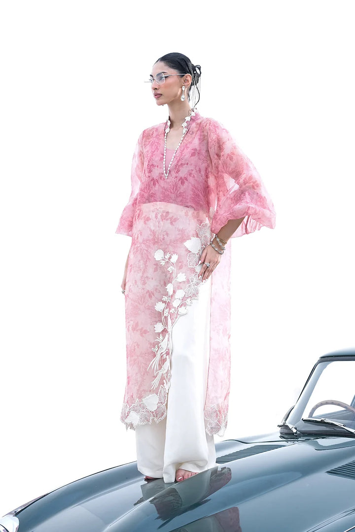 Sania Maskatiya Twila Suit Organza Pink 2 Piece
