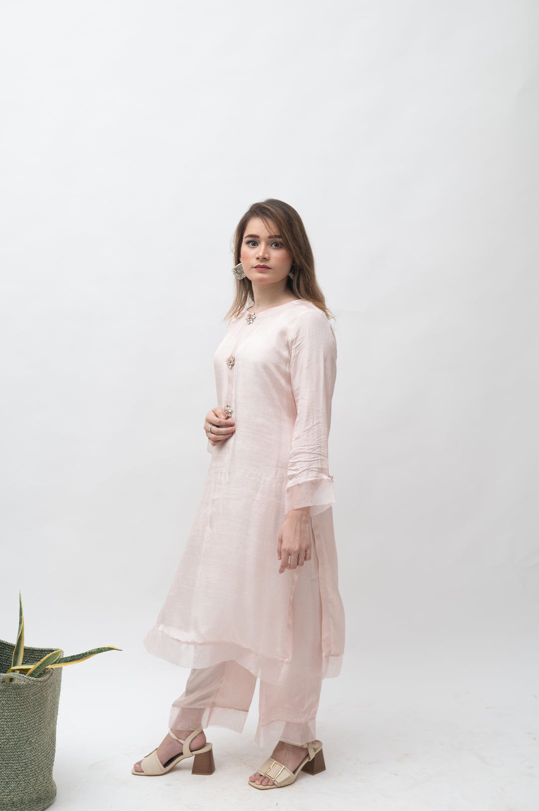 Alifyay - Peach - Cotton Silk - 3 Piece