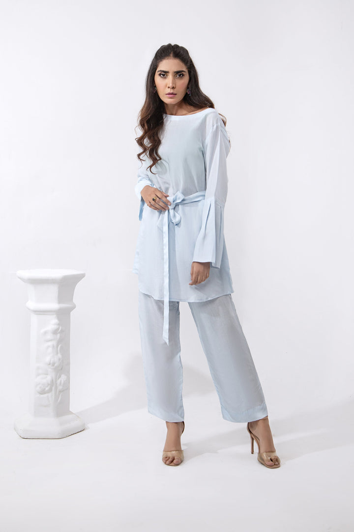 Syah - Co-Ord Set Casual Shirt With Straight Trouser - Pastel Blue - 2 Piece