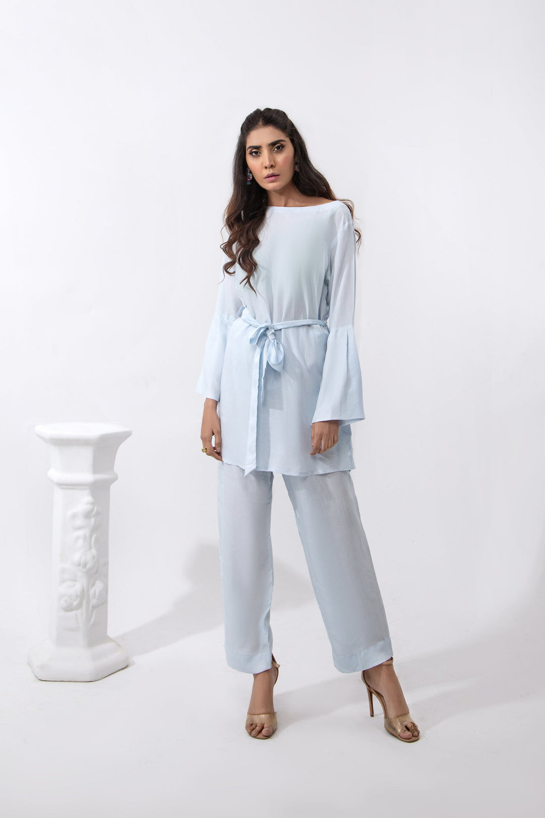 Syah - Co-Ord Set Casual Shirt With Straight Trouser - Pastel Blue - 2 Piece