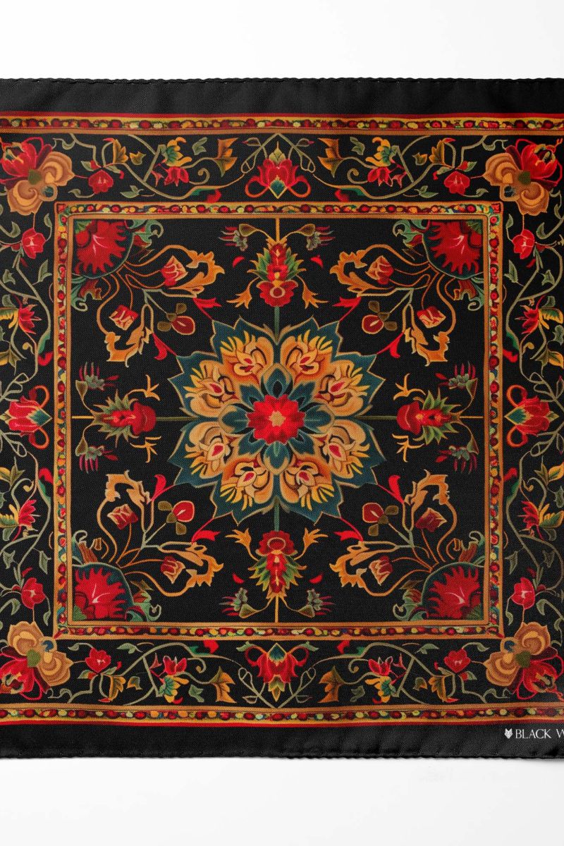 Black Wolf - SAFAVIEH HERITAGE SILK ASCOT - Black - 1 Piece