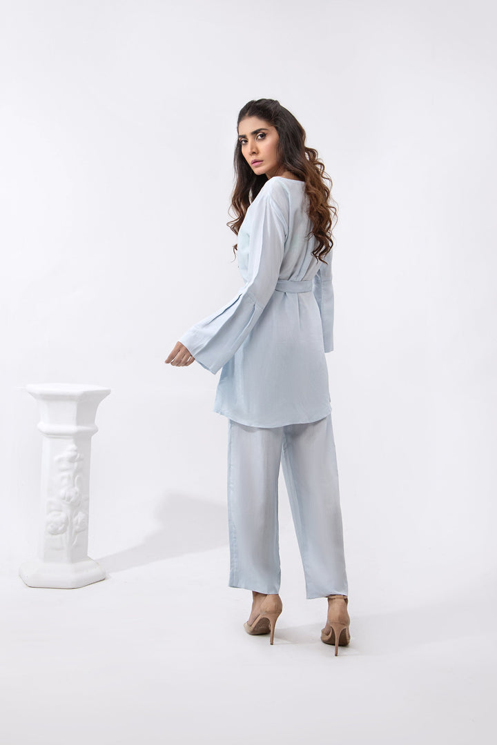 Syah - Co-Ord Set Casual Shirt With Straight Trouser - Pastel Blue - 2 Piece