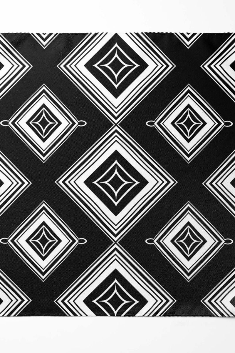 Black Wolf - SQUARES GEOMETRIC SILK ASCOT - Black - 1 Piece