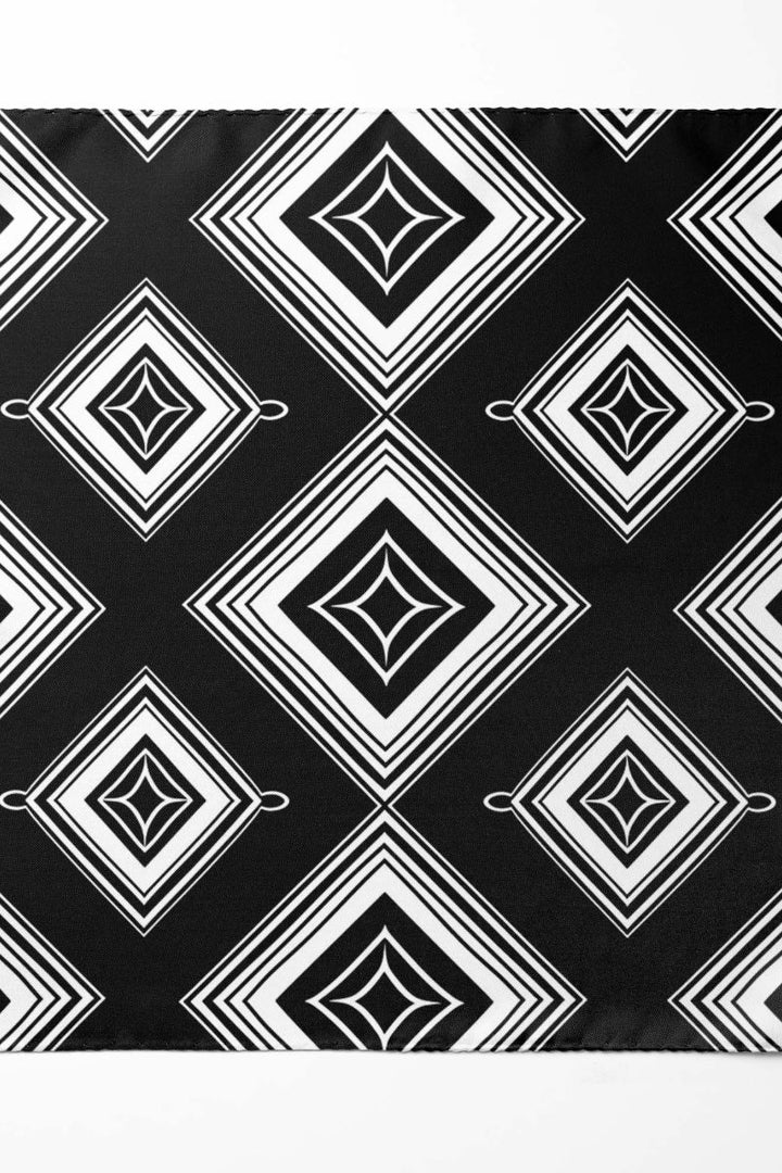 Black Wolf - SQUARES GEOMETRIC SILK ASCOT - Black - 1 Piece