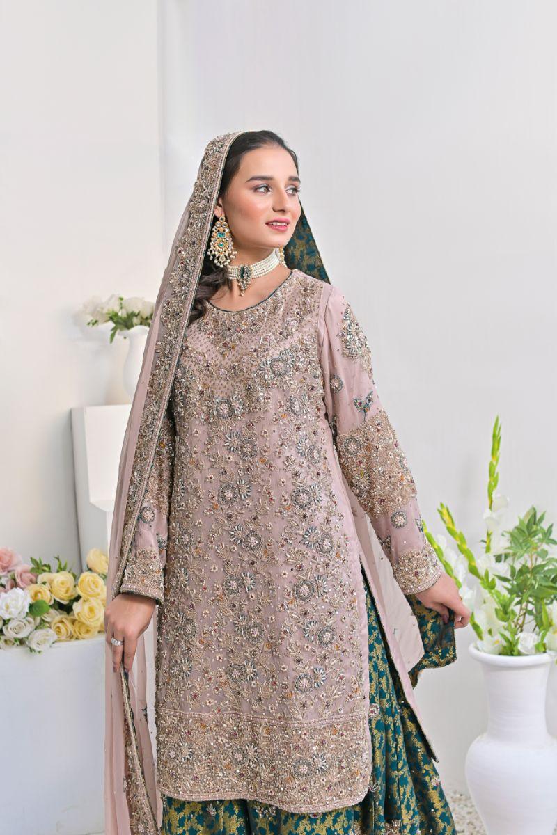 Rubys Couture - Zimal - Sharara - Chiffon & Jamawar - 3 Piece Studio by TCS Rubys Couture - Zimal - Sharara - Chiffon & Jamawar - 3 Piece Studio by TCS