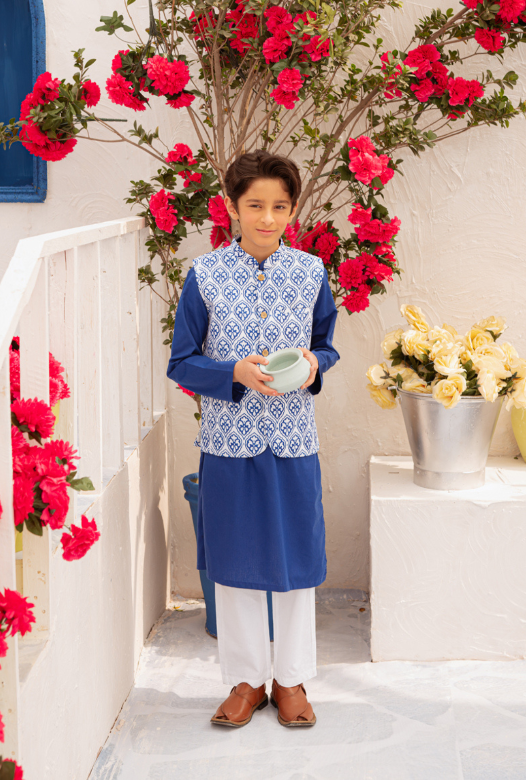 Hummingbirdspk - Icaria Waistcoat - Blue & White - 1 Piece