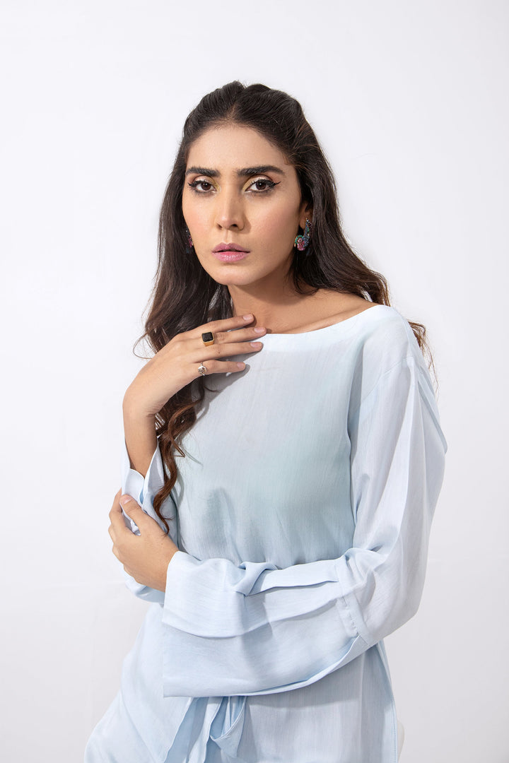 Syah - Co-Ord Set Casual Shirt With Straight Trouser - Pastel Blue - 2 Piece