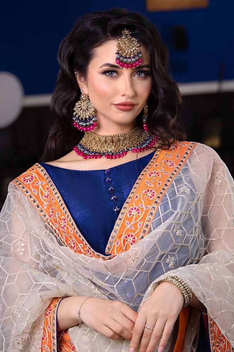 Kaanchi London - Neelofer - Blue - Kattan Raw Silk - 3 Piece - Studio by TCS