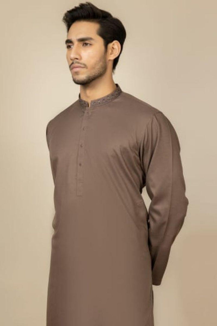 J. - Junaid Jamshed | Brown Polyester Viscose Kameez Shalwar - Studio by TCS