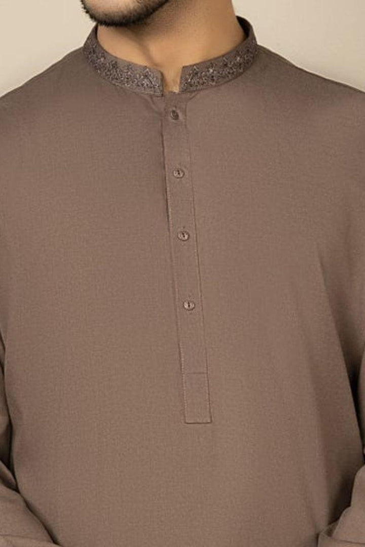 J. - Junaid Jamshed | Brown Polyester Viscose Kameez Shalwar - Studio by TCS