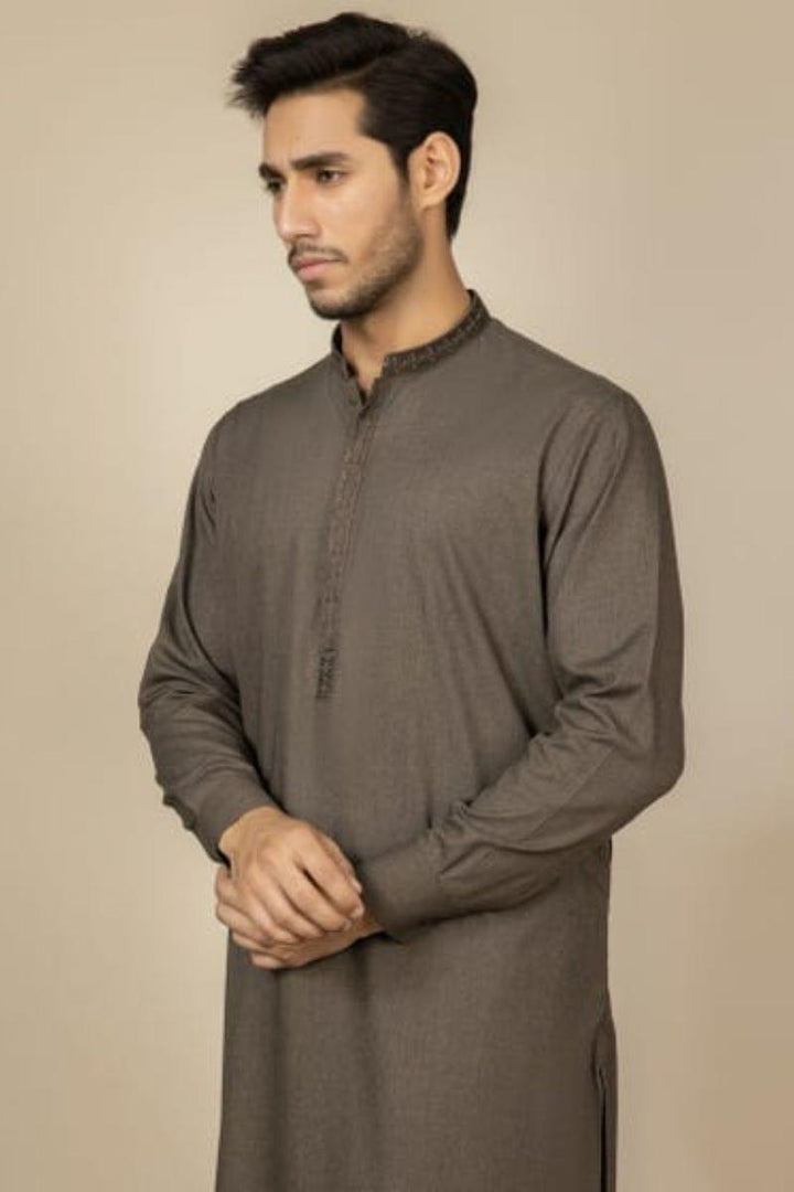 J. - Junaid Jamshed | Mud Brown Blended Kameez Shalwar - Studio by TCS