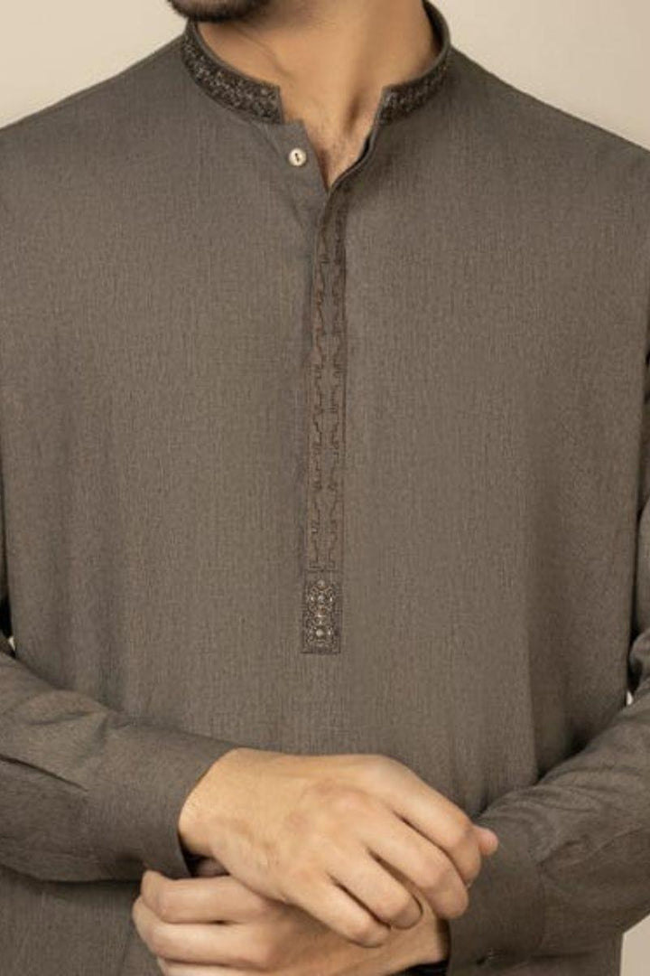 J. - Junaid Jamshed | Mud Brown Blended Kameez Shalwar - Studio by TCS