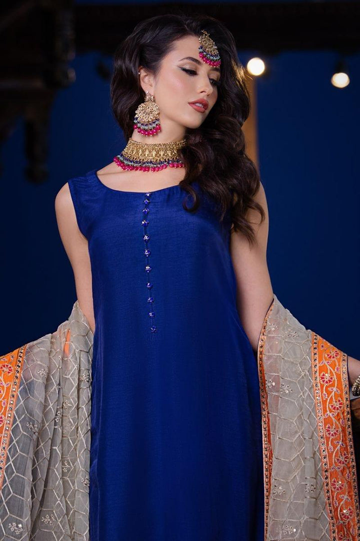 Kaanchi London - Neelofer - Blue - Kattan Raw Silk - 3 Piece - Studio by TCS