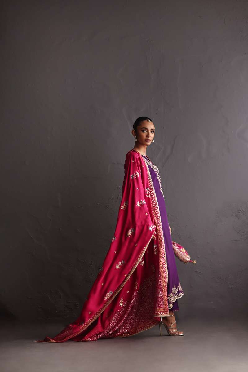 Deepak Perwani - Chiffon & Pure Raw Silk Formal Suit For Women - 3 Piece