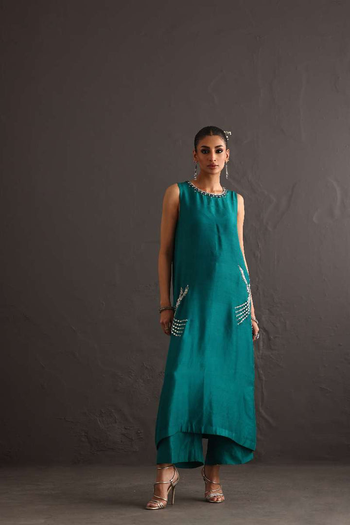 Deepak Perwani - Pure Raw Silk Suit For Women - 2 Piece