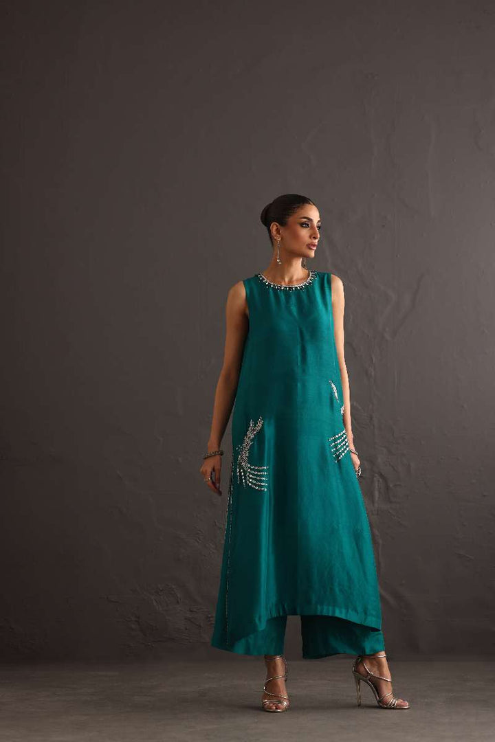 Deepak Perwani - Pure Raw Silk Suit For Women - 2 Piece