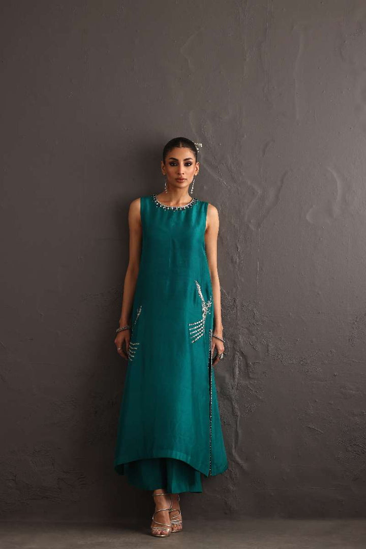 Deepak Perwani - Pure Raw Silk Suit For Women - 2 Piece