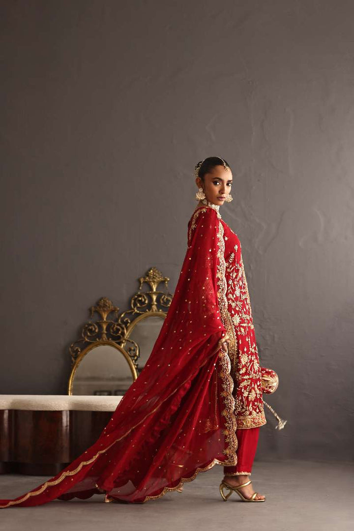 Deepak Perwani - Kamdani Chiffon & Pure Raw Silk Formal Suit For Women - 3 Piece