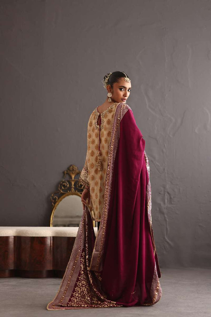 Deepak Perwani - Chiffon & Pure Raw Silk Formal Suit For Women - 3 Piece