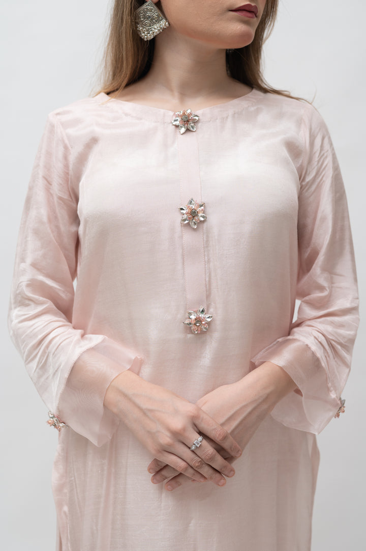 Alifyay - Peach - Cotton Silk - 3 Piece