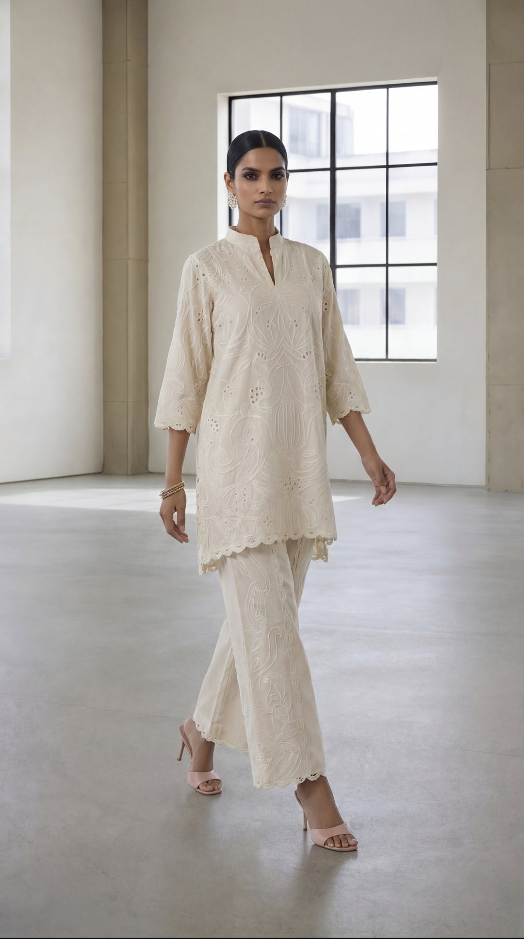 Reema Ahsan - Ayra Khadi Silk Suit For Women - Ivory - 3 Piece - Studio by TCS
