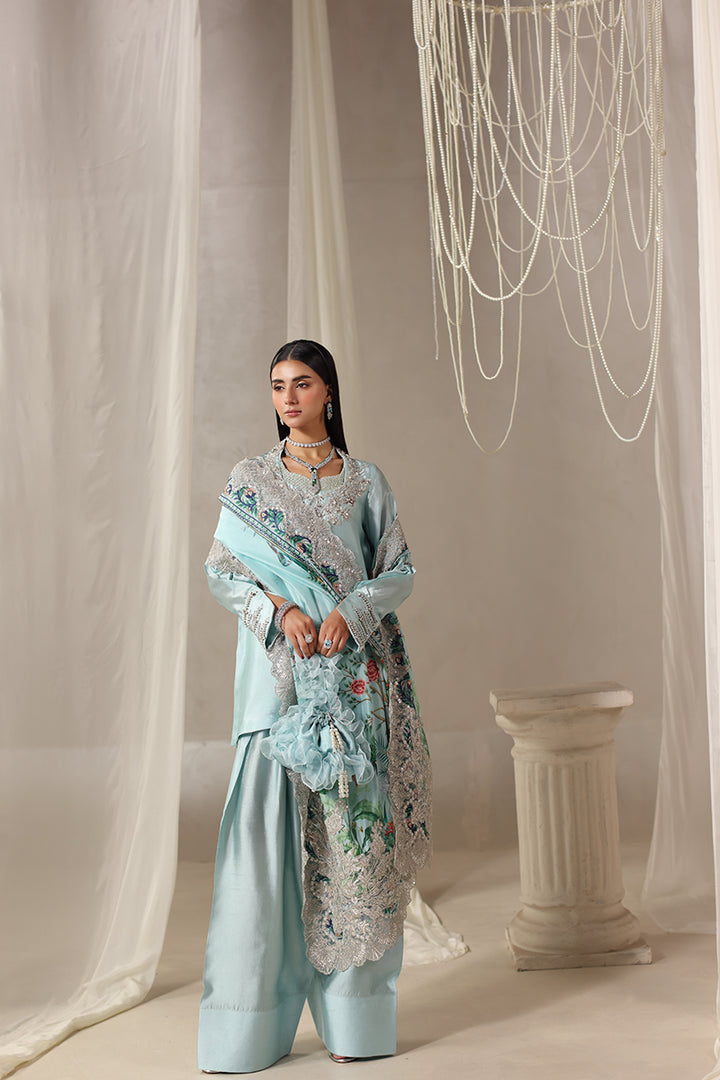 Musferah Saad - Moonlit Whisper Tissue Silk Suit For Women - 3 piece - Studio by TCS