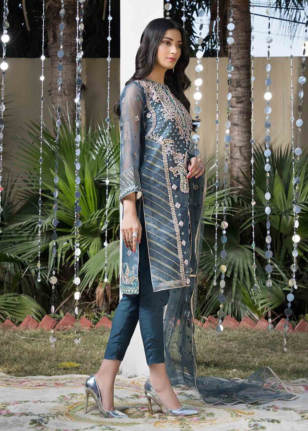 Laleen Mystic Teal 3 Piece Suit Teal
