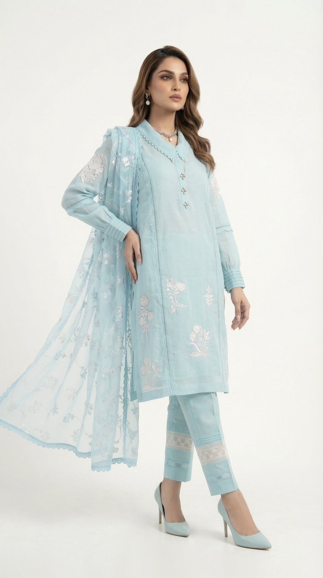 Reema Ahsan - Lumi Cora Cotton Suit For Women - Blue - 3 Piece - Studio by TCS