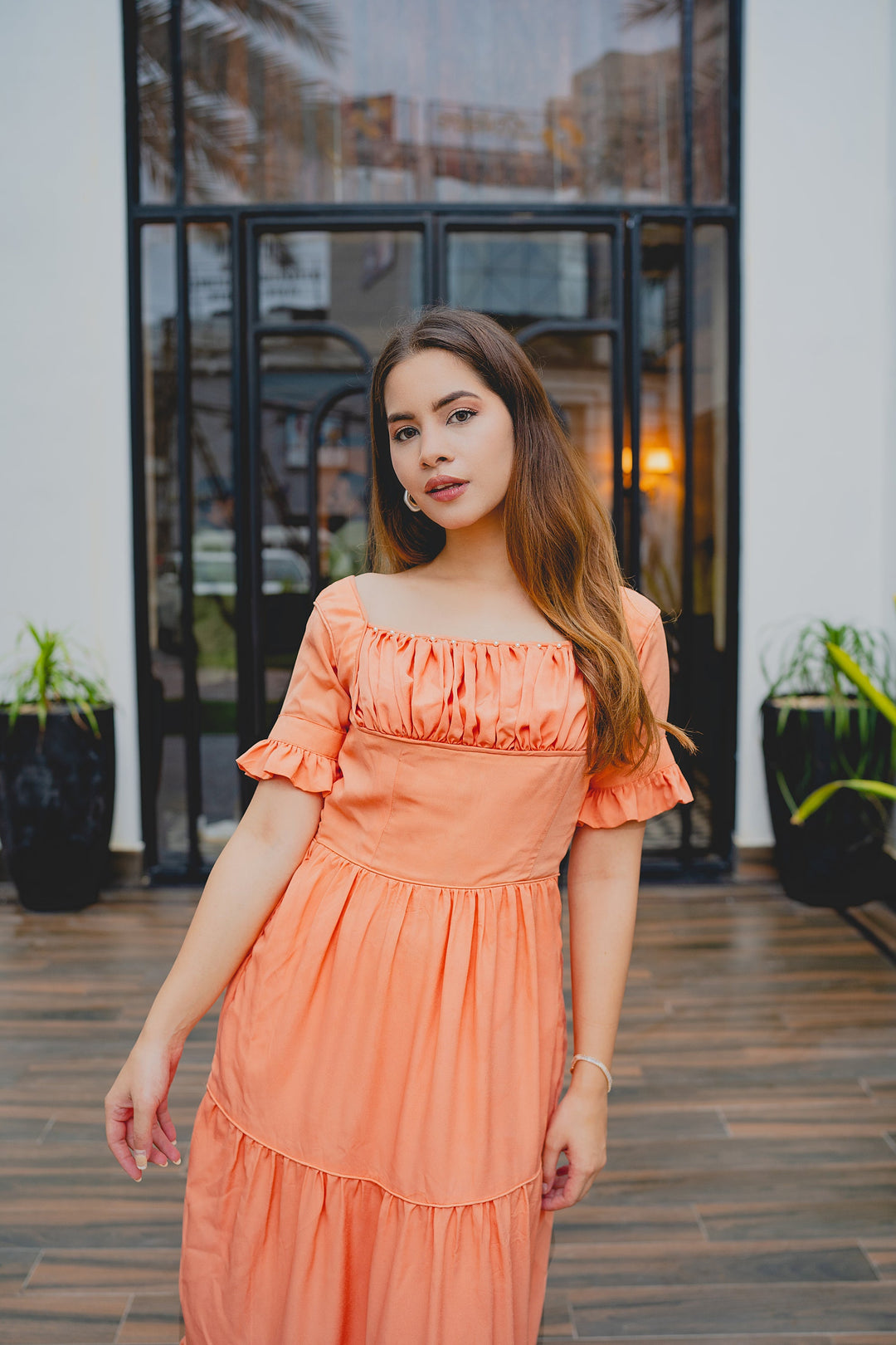 Syah - Gown - Peach - Grip Georgette - 1 Piece