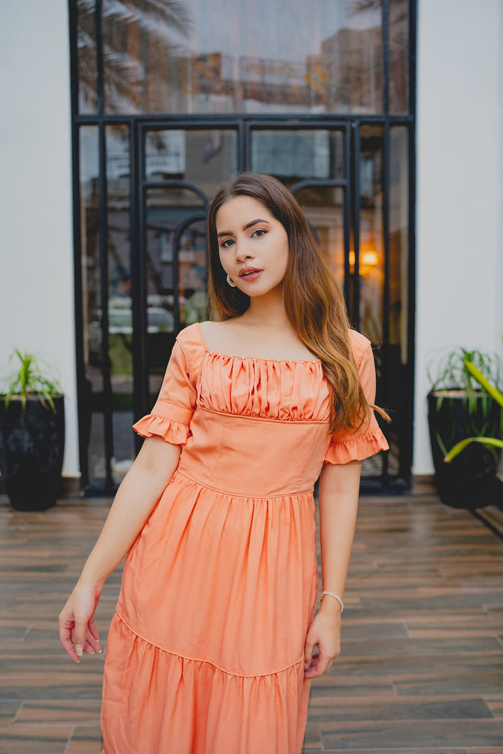 Syah - Gown - Peach - Grip Georgette - 1 Piece