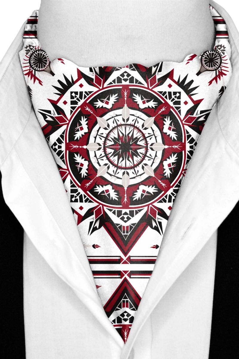 Black Wolf - RED ALPANA DESIGNS SILK ASCOT - White - 1 Piece