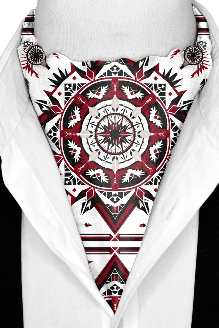 Black Wolf - RED ALPANA DESIGNS SILK ASCOT - White - 1 Piece