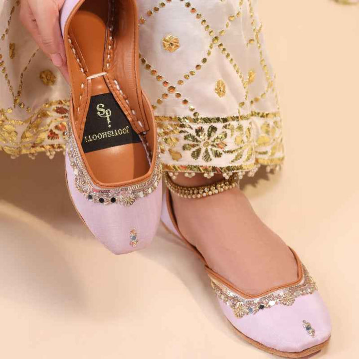 JootiShooti - Shamsa Mirror Soft Lilac Khussa For Women