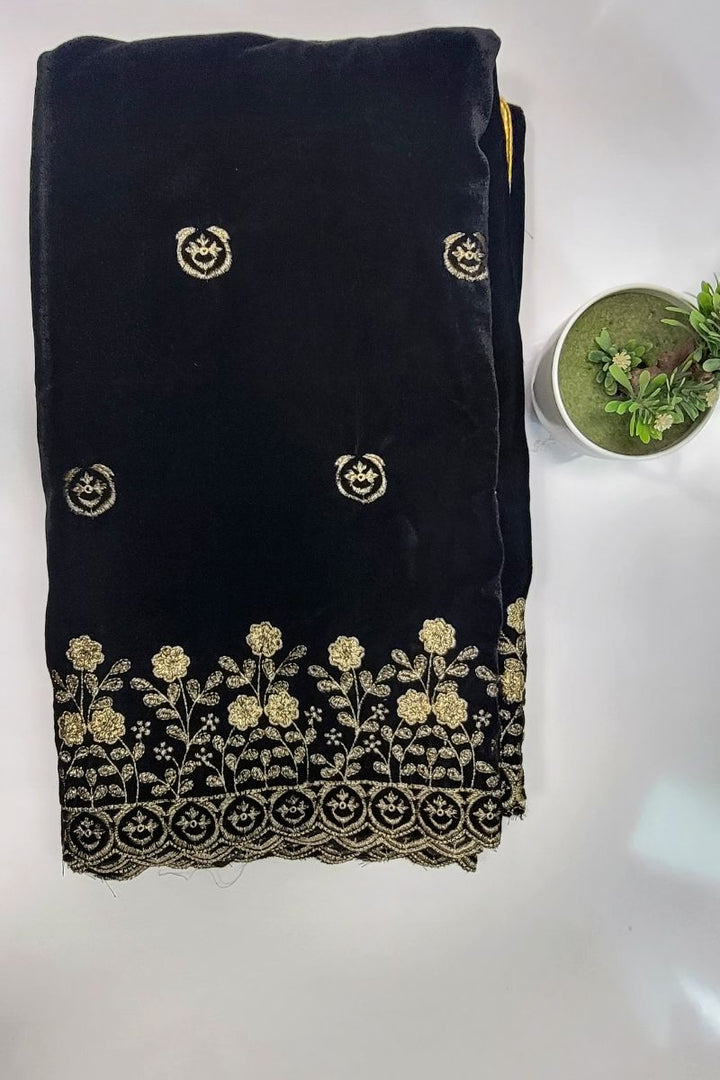 Designs by Amina - Black - Velvet - Shawl - 1 Piece - 0044