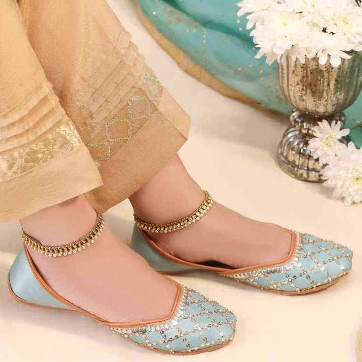 JootiShooti - Shimmer Jaal Sea Mist Khussa For Women