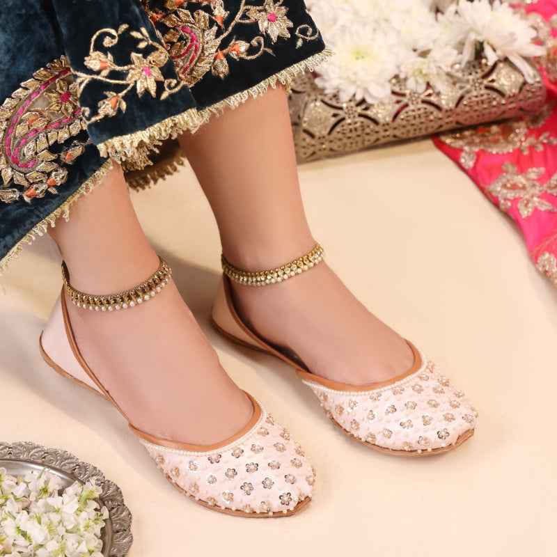 JootiShooti - Petal Pearl Blush Khussa For Women