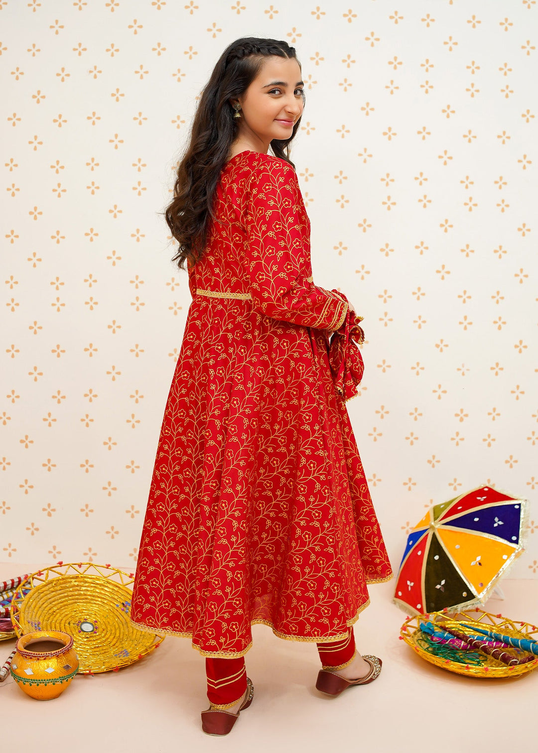 Modest - Gul-e-Laal - cotton - Red - 3 Piece