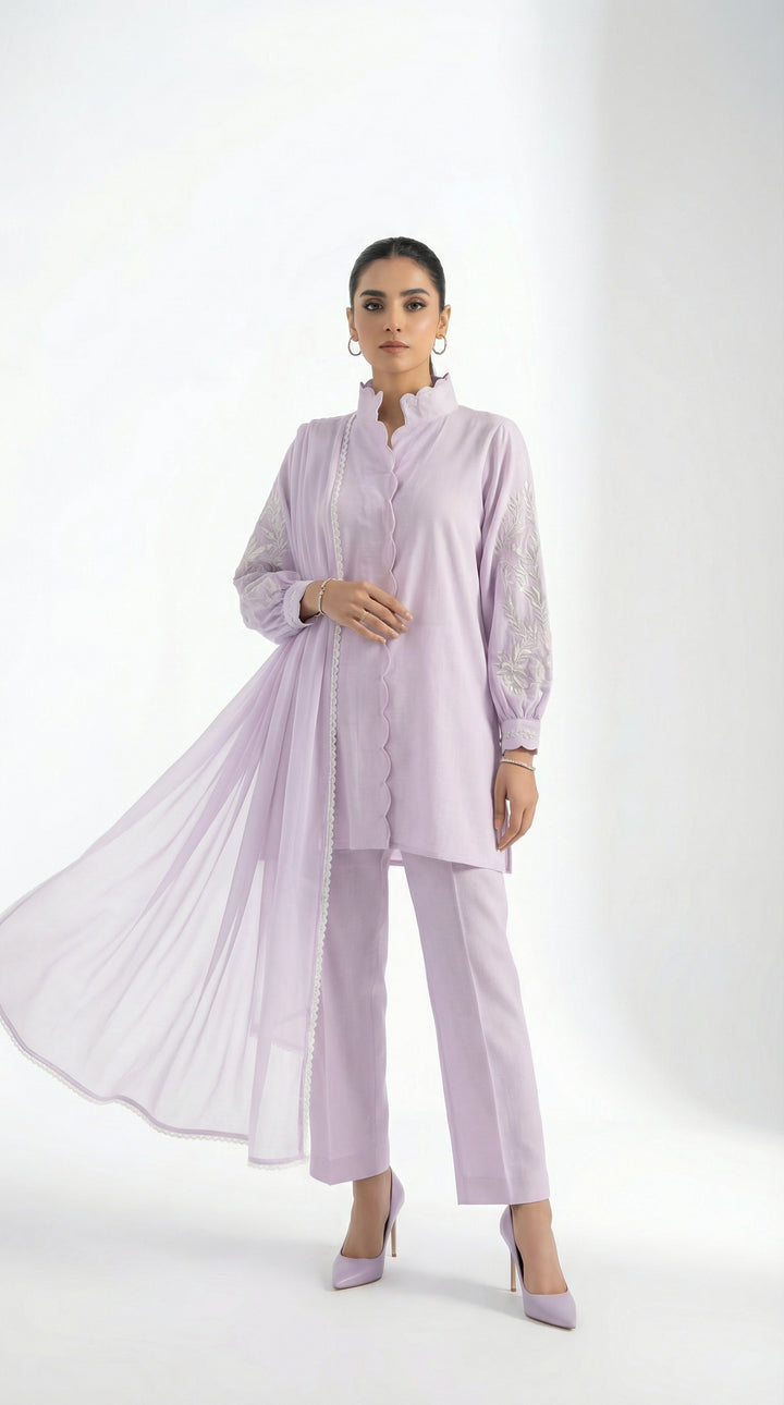 Reema Ahsan - Lima Irish Lawn Suit For Women - Lilac - 3 Piece - Studio by TCS