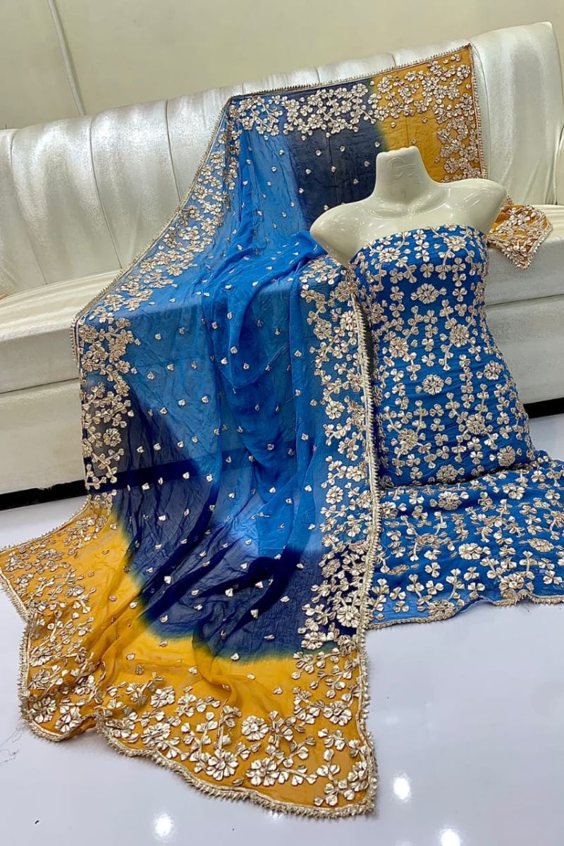 Designs By Amina - Handwork Antique gota work - pure chiffon - 2 Piece - Unstitch - 04