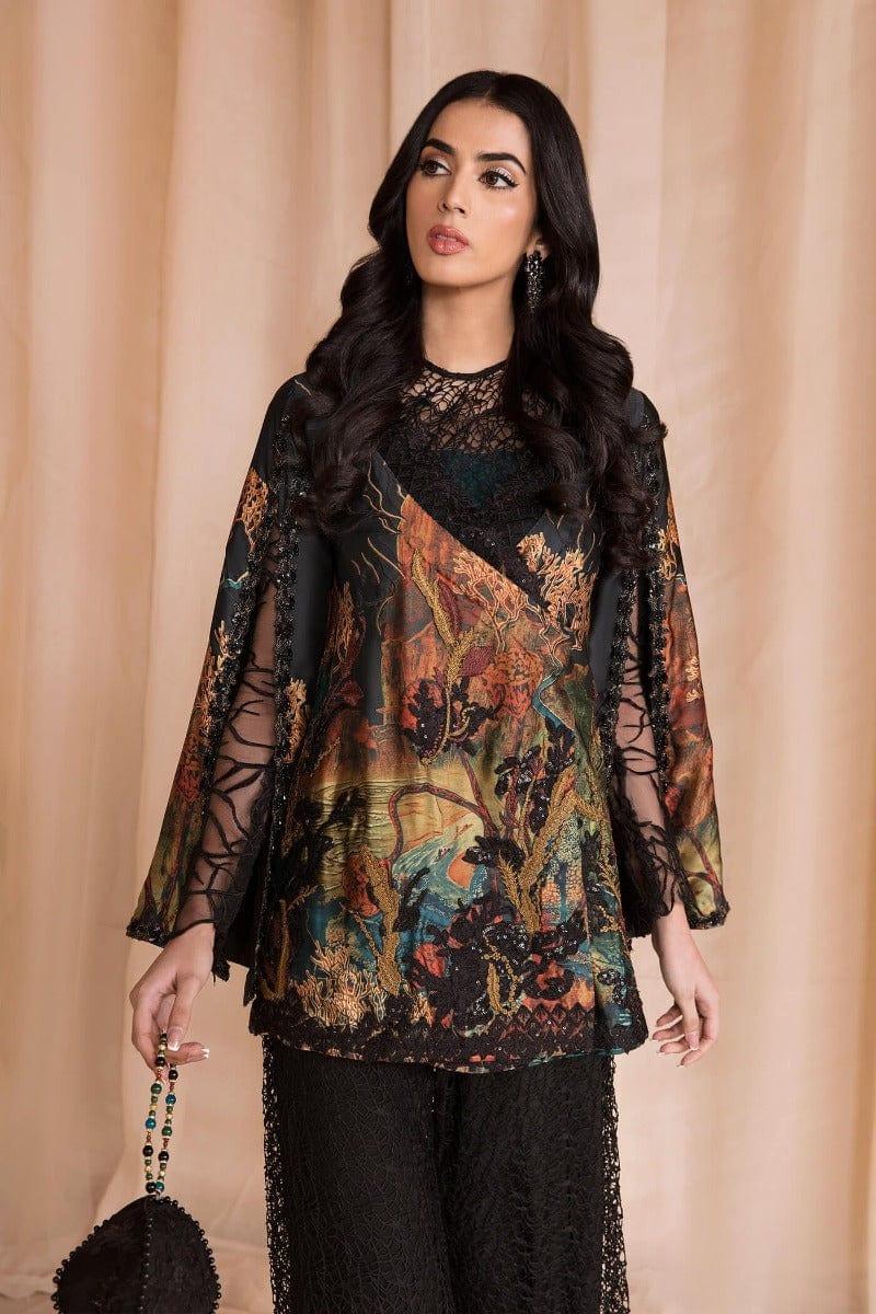 Nilofer Shahid - Midnight pearl - Black Cape - Embroidered - 3 Piece - Studio by TCS