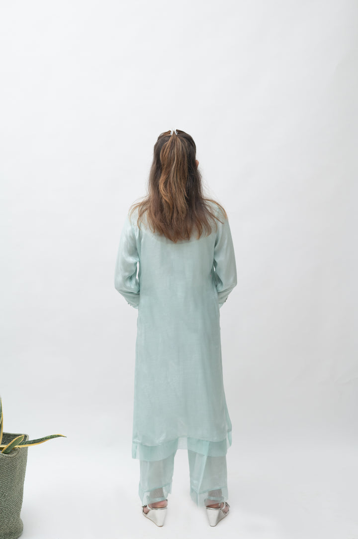 Alifyay - Aqua Blue  - Cotton Silk - 3 Piece