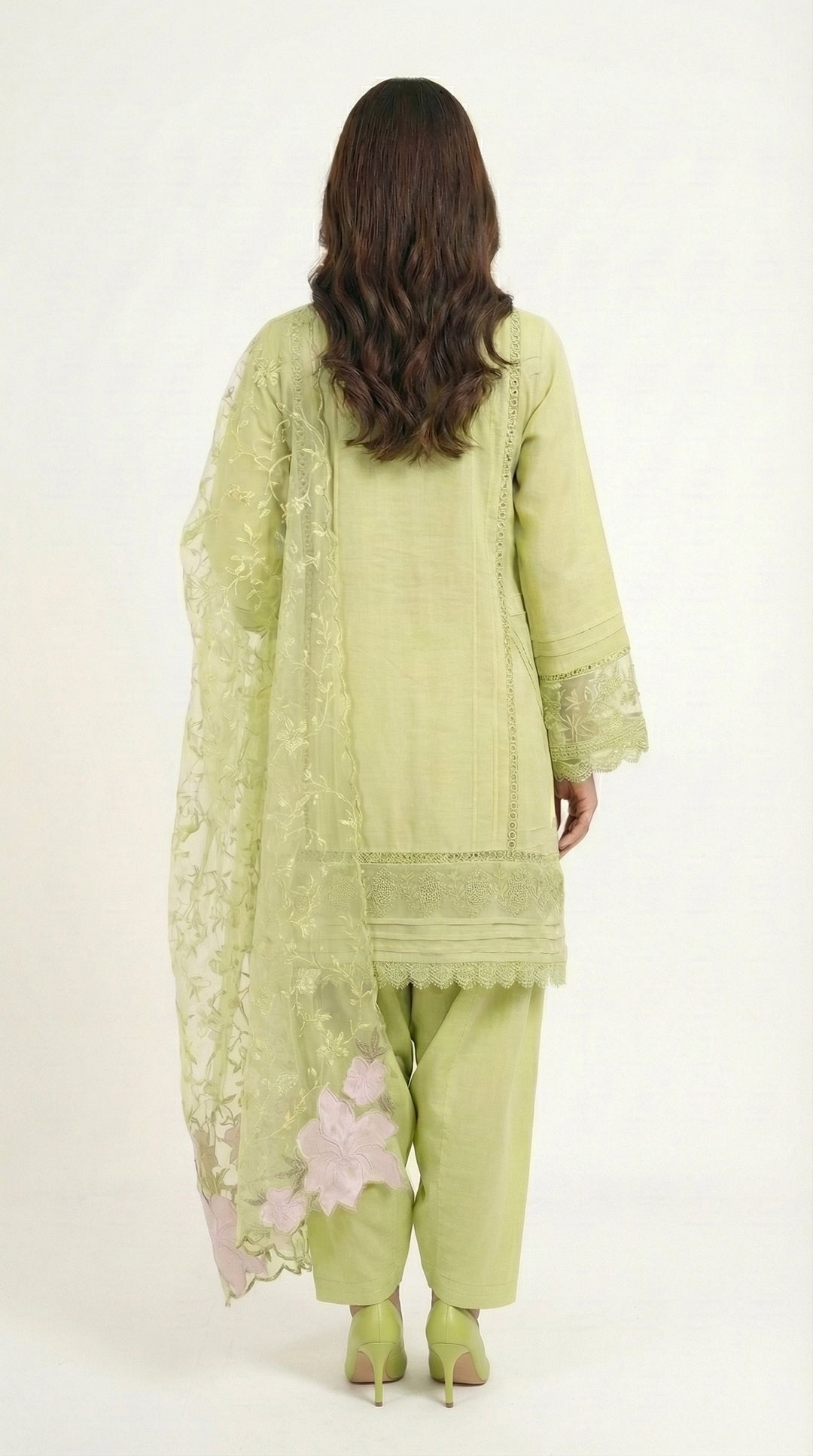 Reema Ahsan - Renaya Cora Cotton Suit For Women - Line Green - 3 Piece - Studio by TCS