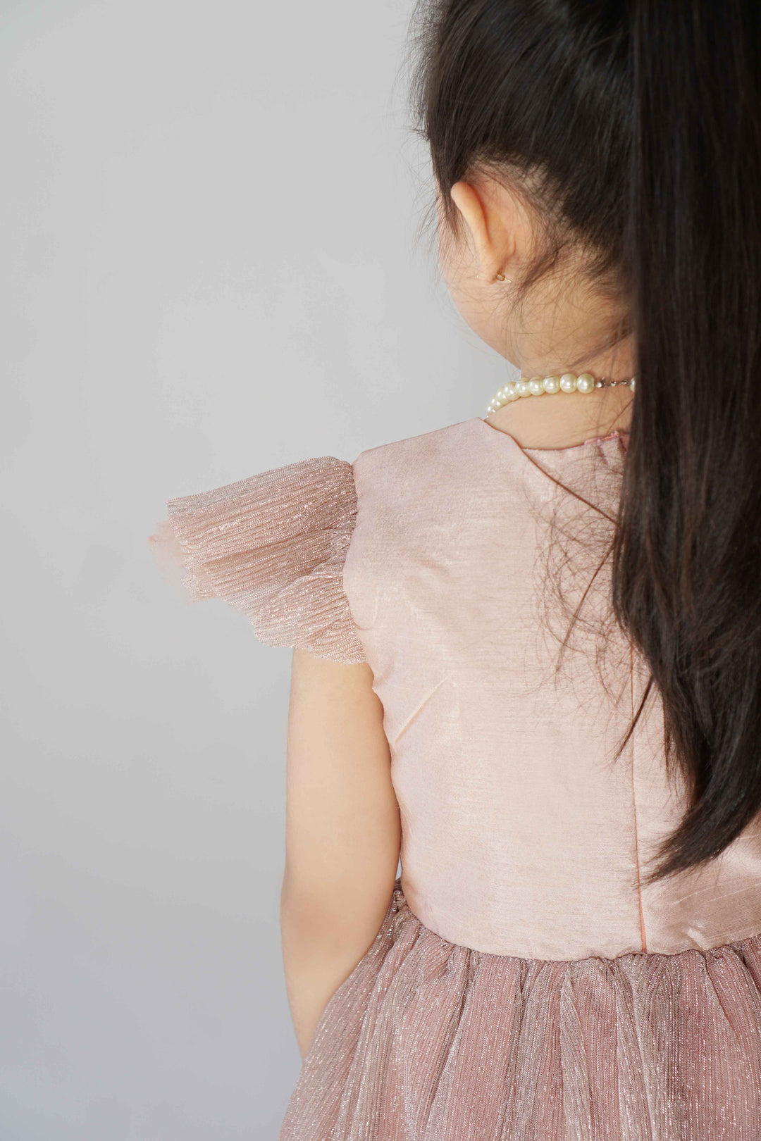 Hummingbirdspk - Peach Shimmery Party Dress