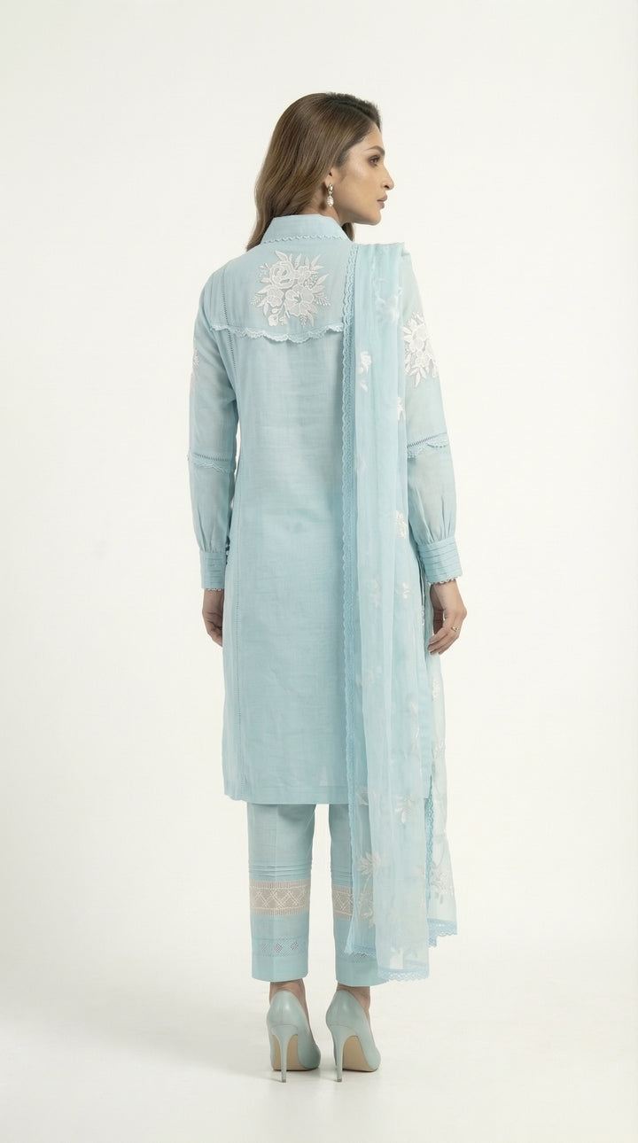 Reema Ahsan - Lumi Cora Cotton Suit For Women - Blue - 3 Piece - Studio by TCS