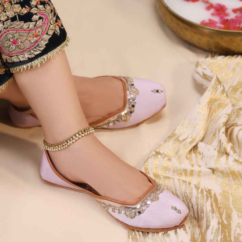 JootiShooti - Shamsa Mirror Soft Lilac Khussa For Women