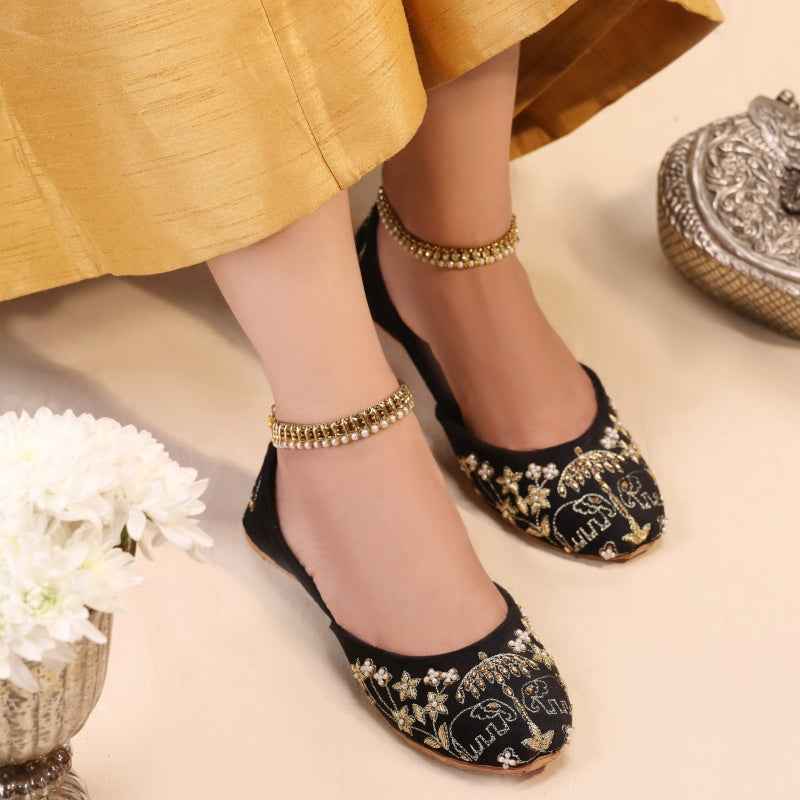 JootiShooti - Minty Magic (Black) Khussa For Women