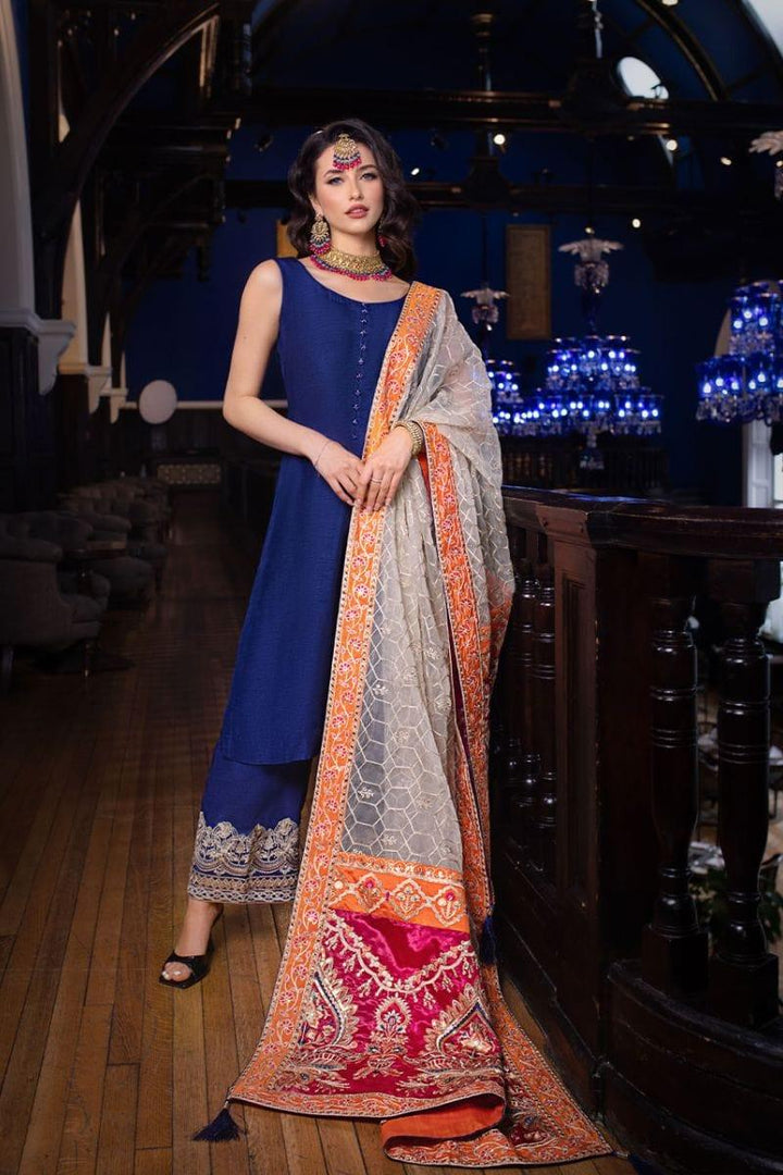 Kaanchi London - Neelofer - Blue - Kattan Raw Silk - 3 Piece - Studio by TCS
