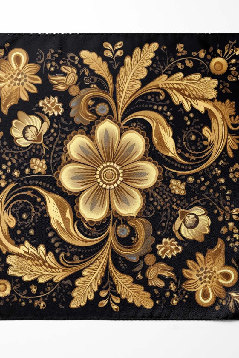 Black Wolf - WIILIAM MORRIS GOLD AND BLACK SILK ASCOT - 1 Piece