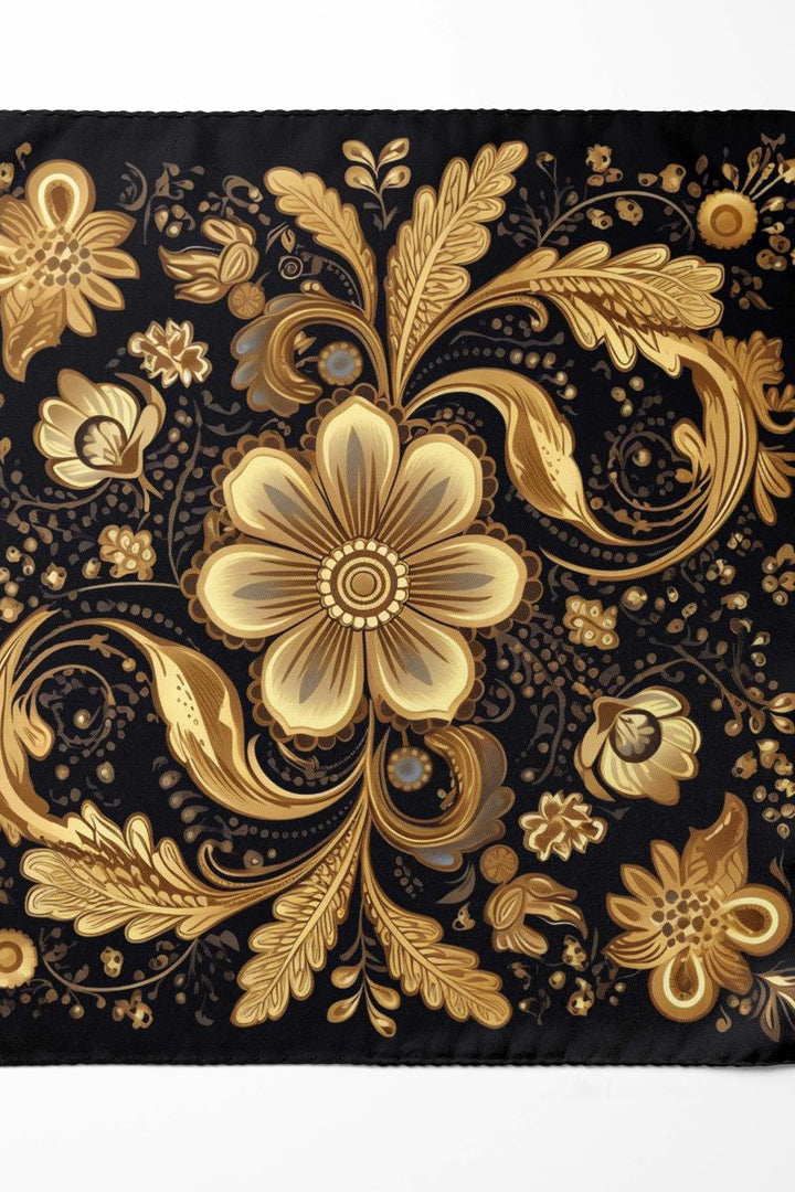 Black Wolf - WIILIAM MORRIS GOLD AND BLACK SILK ASCOT - 1 Piece