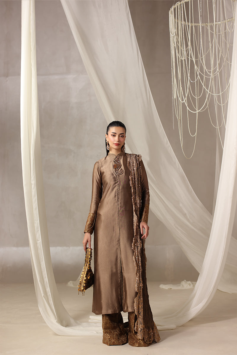 Musferah Saad - Brûlée Tissue Silk Suit For Women - 3 piece - Studio by TCS